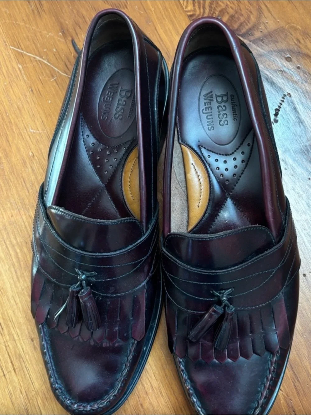 Bass Men's Tassel Kiltie Loafers in Burgundy Brown